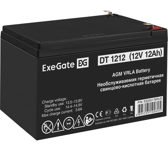 Батарея аккумуляторная АКБ DT 1212 12V 12Ah, клеммы F2 ExeGate 255176