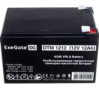 Батарея аккумуляторная АКБ DTM 1212 12V 12Ah, клеммы F2 ExeGate 282967