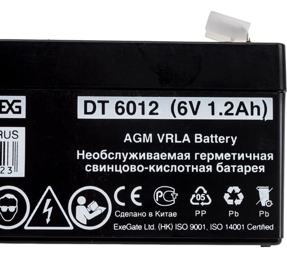 Батарея аккумуляторная АКБ DT 6012 6V 1.2Ah, клеммы F1 ExeGate 282944