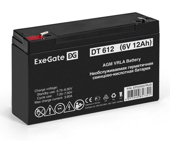 Батарея аккумуляторная АКБ DT 612 6V 12Ah, клеммы F1 ExeGate 234537