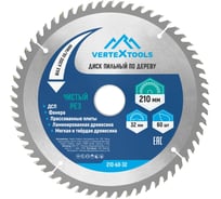 Диск пильный по дереву (210х32-30 мм; 60 зубов) Vertextools 210-60-32