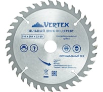 Диск пильный по дереву (210х32-30 мм; 36 зубов) Vertextools 210-36-32