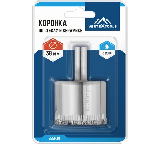 Коронка по стеклу (38 мм; ц/х) Vertextools 333-38