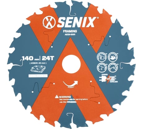 Диск пильный по дереву 140х20 мм, 24Т SENIX AECS-0001