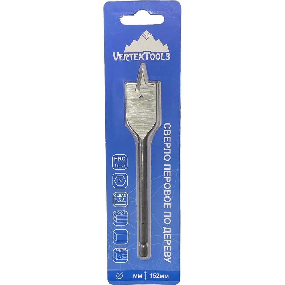 Сверло перовое по дереву (22 мм; шестигранный хвостовик) vertextools ...