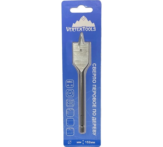Сверло перовое по дереву (34 мм; шестигранный хвостовик) vertextools 1133-34