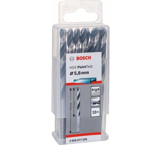 Сверло по металлу HSS PointTeQ (10 шт; 5.8х93 мм) Bosch 2608577226