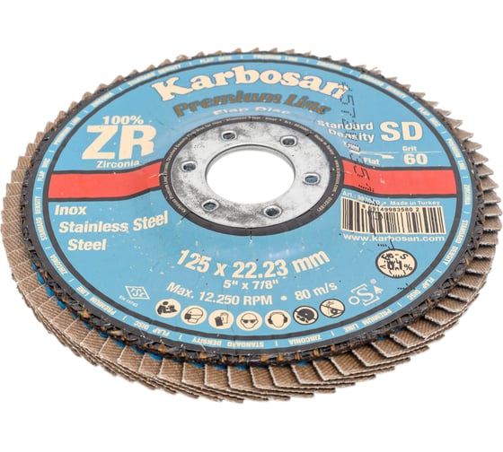 Круг лепестковый торцевой Zirconia от Мастерская Pit_Stop и Доктор дью 125 мм, P60, прямой ABRAFORM DD-FLAP-ZR-60-1