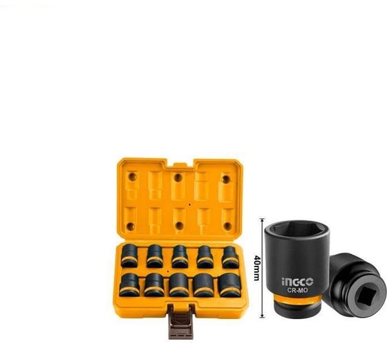 Набор торцевых ударных головок INDUSTRIAL (10 шт; 10-24 мм; 1/2) INGCO HKISSD12101