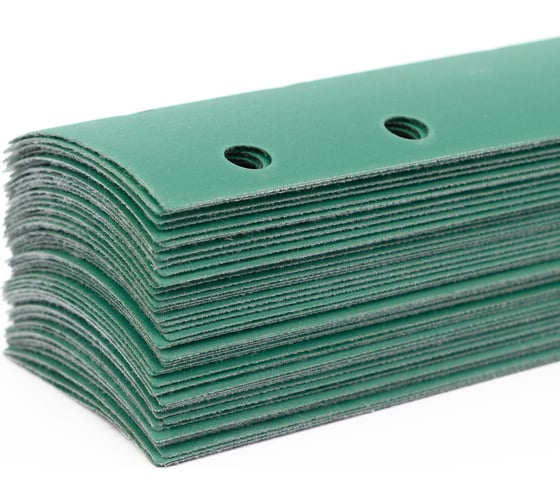 Пoлоса aбразивнaя GREEN FILM 14 отверстий, P220, на липучке, 70х400 мм, 50 шт TILFLEX TL44-220/50