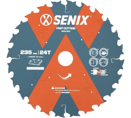 Диск пильный по дереву 235х30 мм, 24Т SENIX AECS-0011