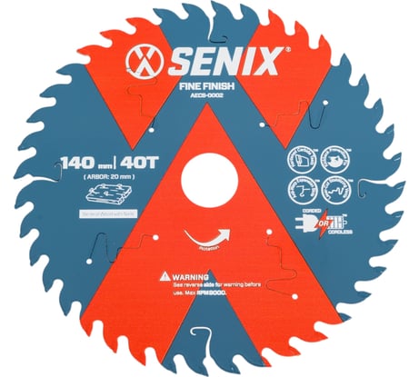 Диск пильный по дереву 140х20 мм, 40Т SENIX AECS-0002