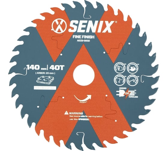 Диск пильный по дереву 140х20 мм, 40Т SENIX AECS-0002