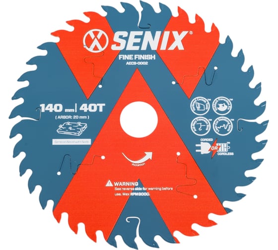 Диск пильный по дереву 140х20 мм, 40Т SENIX AECS-0002