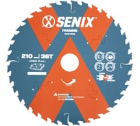 Диск пильный по дереву 210х30 мм, 36Т SENIX AECS-0009