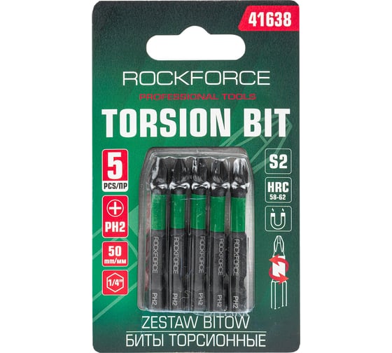 Биты торсионные, набор 5предметов Rockforce RF-41638(60921)