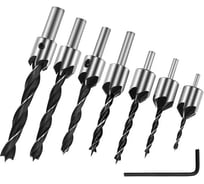 Свёрла с зенкером по дереву Набор 7 шт - 3мм, 4мм, 5мм, 6мм, 7мм, 8мм, 10мм, Vitatools по дереву sverla-s-zenkerom-po-derevu-nabor-7-sht