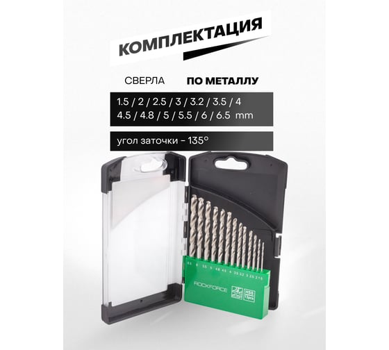 Сверла по металлу 13 предметов Rockforce RF-DBS13AS(60916)