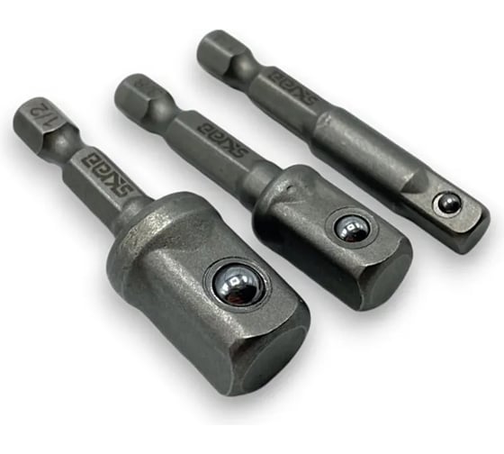 Набор адаптеров под головки 1/4-3/8-1/2", 50 мм, 3 предмета, CR-V SKRAB 43464