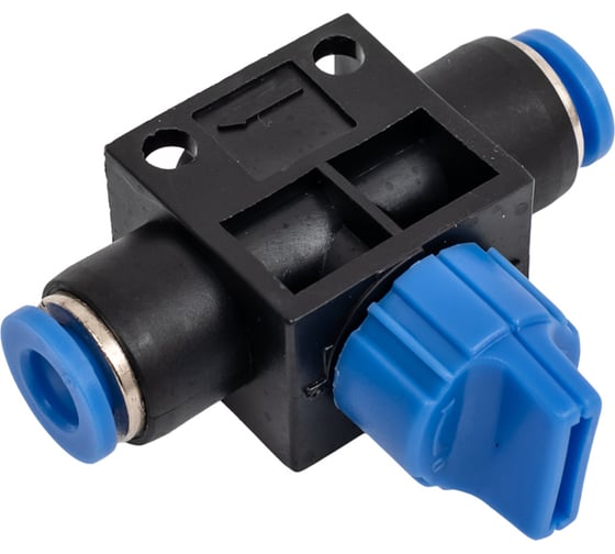 Фитинг прямой с краном, цанговый 6 мм, пластик, тип HVFF, TITAN LOCK TLP-HVFF6 1