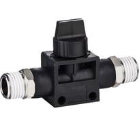 Фитинг прямой с краном, резьба 1/4-1/8", пластик, тип HVSS, TITAN LOCK TLP-HVSS02-01