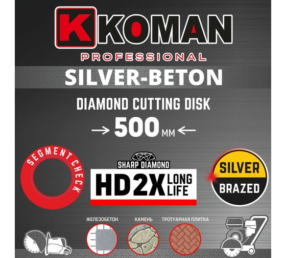 Диск алмазный KOMAN бетон, 500мм, 20" 500-0120