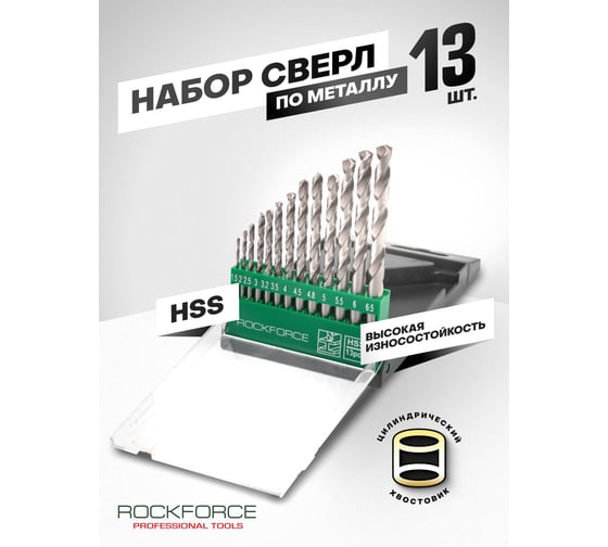 Сверла по металлу, набор 13 предметов Rockforce RF-DBS13R(60915)