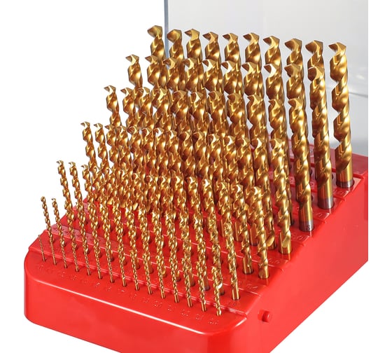 Набор сверл по металлу 1-10мм, DIN338, HSSE-Co5 TiN 130 PRO, 91шт H-Tools 215223TPRO
