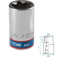 Головка торцевая KING TONY TORX Plus 1/2"DR, EP22, L = 45 мм 433E22M