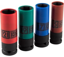 Набор глубоких ударных торцевых головок KING TONY 1/2", шестигранные, 15, 17, 19, 21 мм 44904MP01