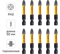 Биты торсионные RAGE Furious S2 PH2 x 50 мм, 10 шт 554277