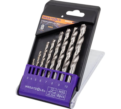 Сверла по металлу MEGATOOLS набор 8 предметов (3-10 мм) MT-DBS08(60712)