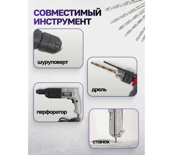 Сверла, набор комбинированный MEGATOOLS 16 предметов (по металлу: 2-6, 8 мм; по бетону: 4-6, 8, 10 мм; по дереву: 4-6, 8, 10 мм) MT-DBS16M(60714)