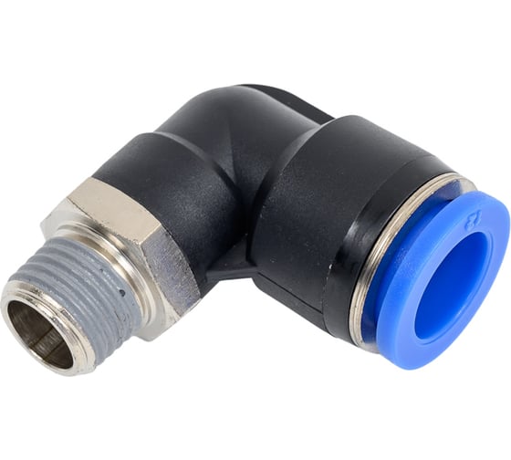 Пневмофитинг цанговый L-образный с наружной резьбой HIMPT PL 12-02 (R1/4) 00-00002374 1