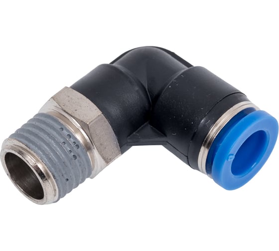 Пневмофитинг цанговый L-образный с наружной резьбой HIMPT PL 8-02 (R1/4) 00-00005209 1