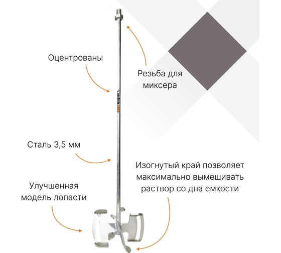 Венчик строительный лопастной TILEREXPERT диаметр 150 мм, высота 670 мм под миксер М14 VL-150