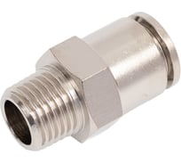 Пневмофитинг латунный прямой HIMPT NPCT 10-02, с наружной резьбой R1/4 00-00012546