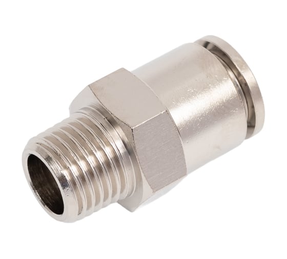 Пневмофитинг латунный прямой HIMPT NPCT 10-02, с наружной резьбой R1/4 00-00012546 1