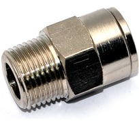 Пневмофитинг латунный прямой HIMPT NPCT 12-03, с наружной резьбой R3/8 00-00012549