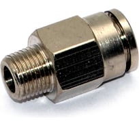 Пневмофитинг латунный прямой HIMPT NPCT 8-01, с наружной резьбой R1/8 00-00012542