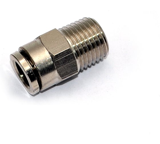 Пневмофитинг латунный прямой HIMPT NPCT 8-02, с наружной резьбой R1/4 00-00012543 1