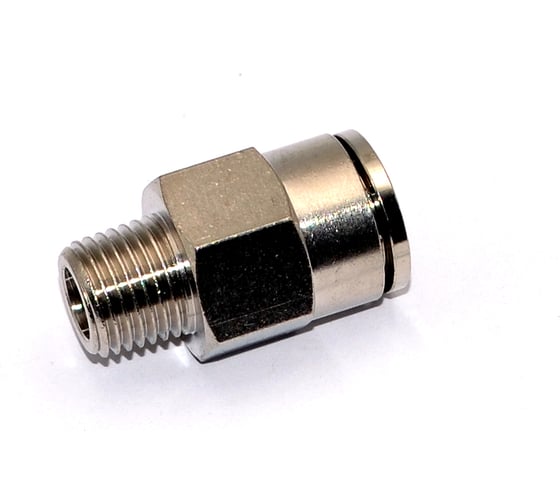 Пневмофитинг латунный прямой HIMPT NPCT 12-02, с наружной резьбой R1/4 00-00012548