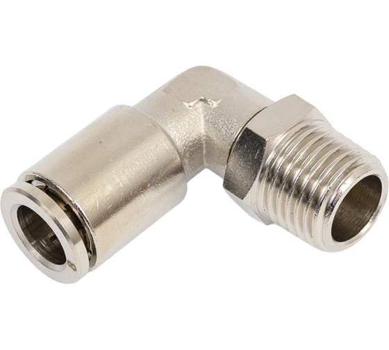 Пневмофитинг латунный L-образный HIMPT NPLT 08-02, с наружной резьбой R1/4 00-00012553 1