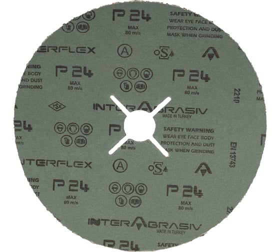Фибровый шлифовальный круг Interflex AF5218 180x22 мм, алюминий, Р24, 25 шт 3016243801