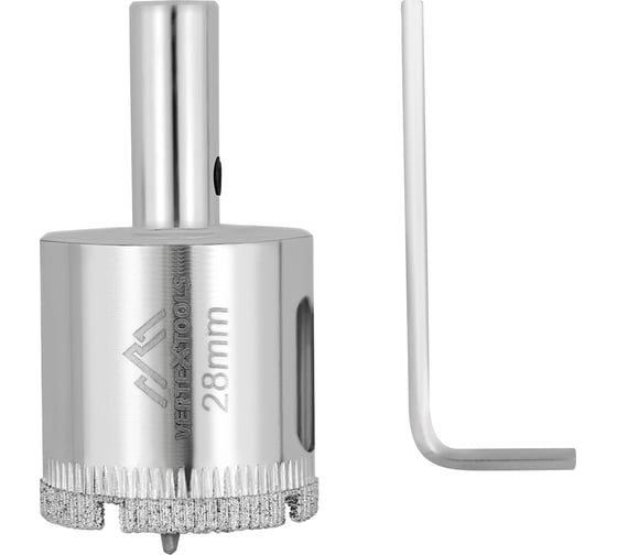Коронка с центрирующим сверлом по стеклу и керамике (28х55 мм) Vertextools 336-28-55 1