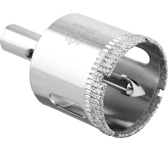 Коронка с центрирующим сверлом по стеклу и керамике (32х55 мм) Vertextools 336-32-55