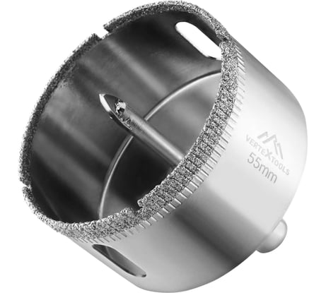 Коронка с центрирующим сверлом по стеклу и керамике (55х55 мм) Vertextools 336-55-55