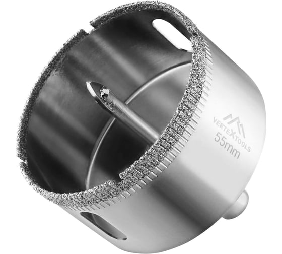Коронка с центрирующим сверлом по стеклу и керамике (55х55 мм) Vertextools 336-55-55