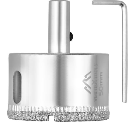 Коронка с центрирующим сверлом по стеклу и керамике (50х55 мм) Vertextools 336-50-55