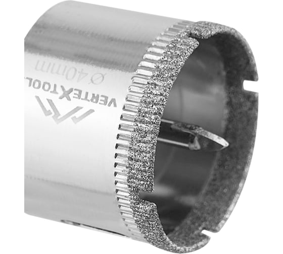 Коронка с центрирующим сверлом по стеклу и керамике (40х55 мм) Vertextools 336-40-55